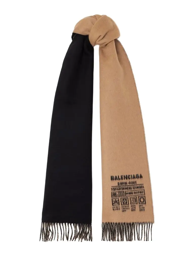 Balenciaga Fringed Two-tone Cashmere And Wool-blend Jacquard Scarf | Image 1 Balenciaga Fringed Two-tone Cashmere And Wool-blend Jacquard Scarf | Image 1