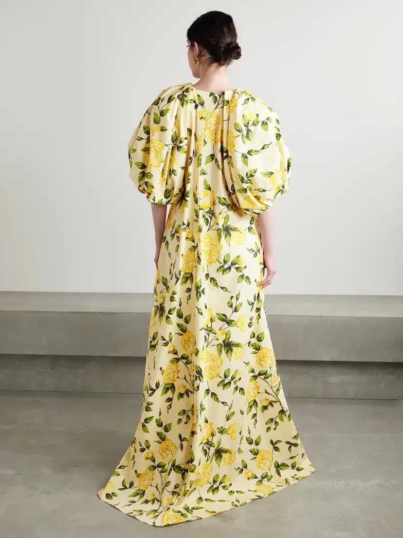 Oscar de la Renta Embellished Gathered Floral-print Cotton-blend Poplin Gown | Thumbnail 3 Oscar de la Renta Embellished Gathered Floral-print Cotton-blend Poplin Gown | Thumbnail 3