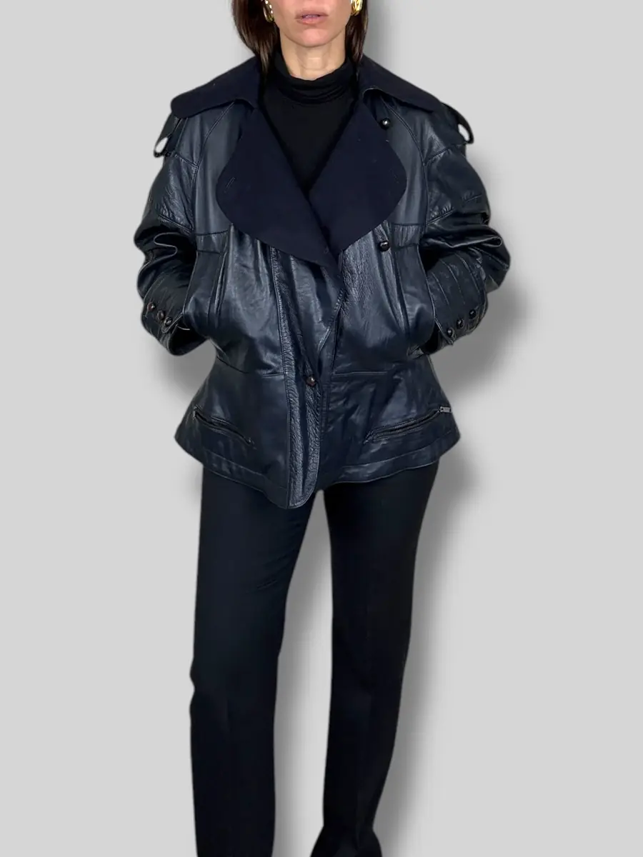 Jen Wonders Studio Navy Leather Jacket | Thumbnail 3