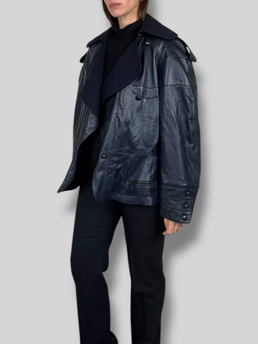 Jen Wonders Studio Navy Leather Jacket | Thumbnail 5