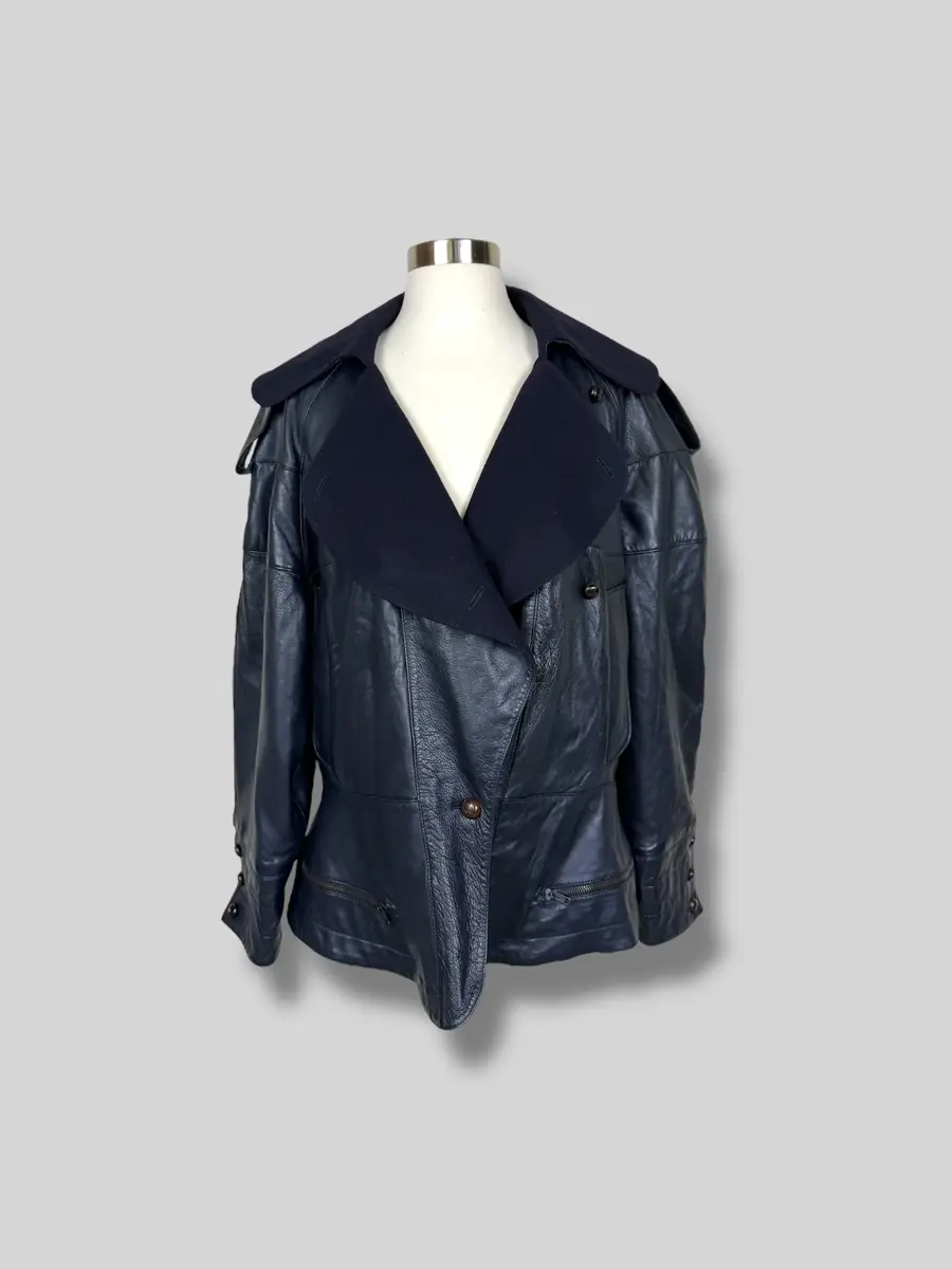 Jen Wonders Studio Navy Leather Jacket | Thumbnail 6