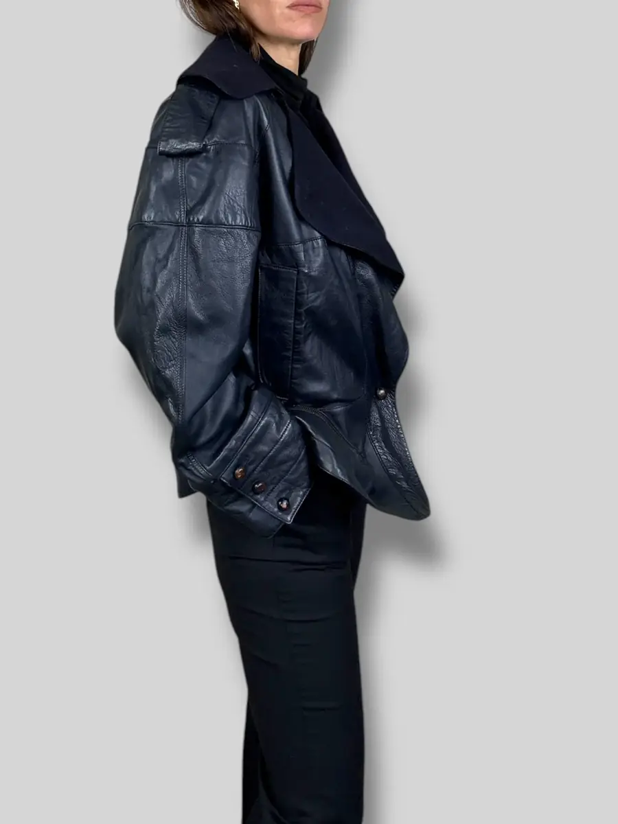 Jen Wonders Studio Navy Leather Jacket | Thumbnail 7