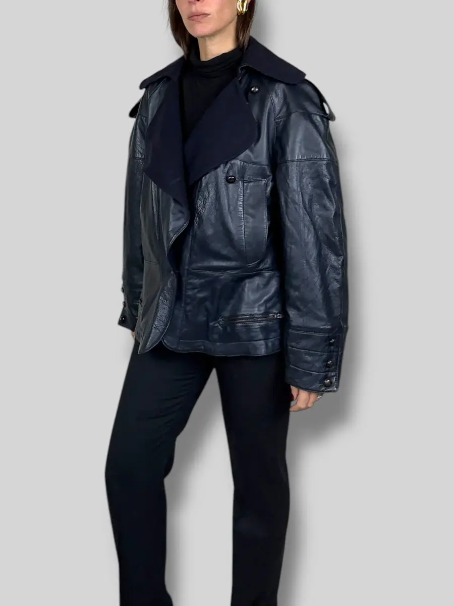 Jen Wonders Studio Navy Leather Jacket | Thumbnail 9