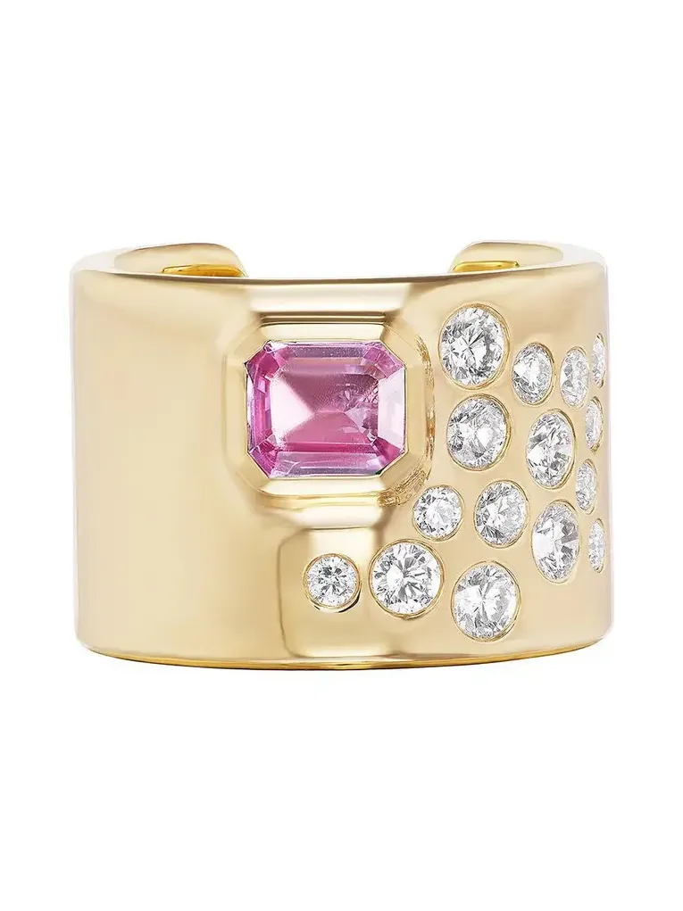 Pink Sapphire Diamond Cuff Ring Pink Sapphire Diamond Cuff Ring