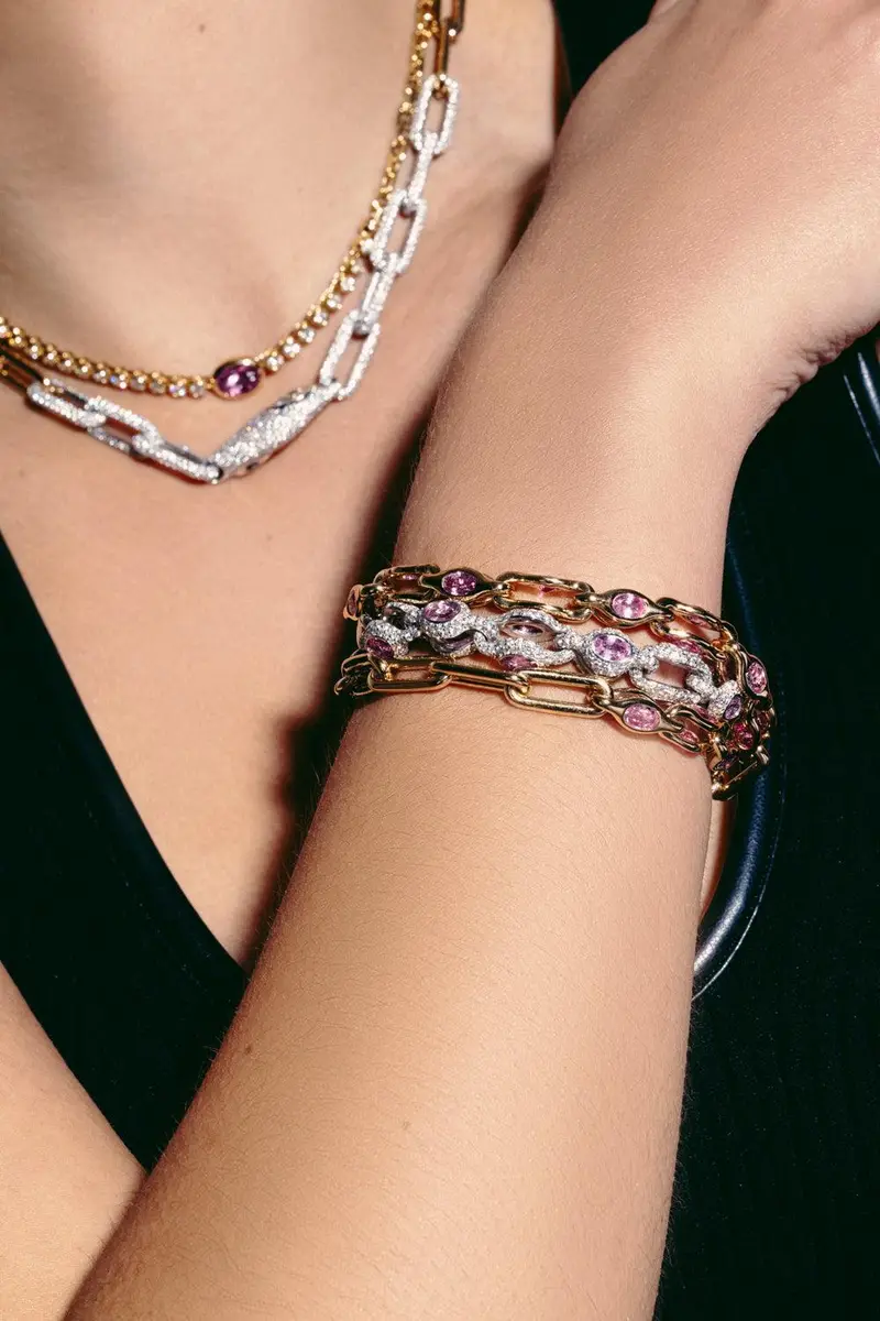 Uniform Object Pink Sapphire Diamond Heavy Bracelet | Thumbnail 2