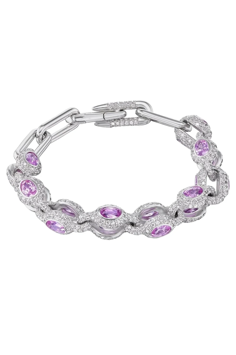 Pink Sapphire Diamond Heavy Bracelet