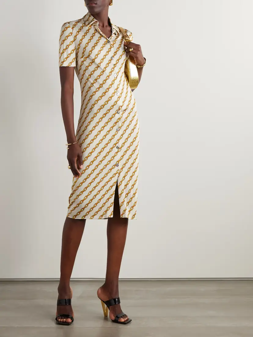 Versace Printed Jersey Midi Shirt Dress | Thumbnail 2