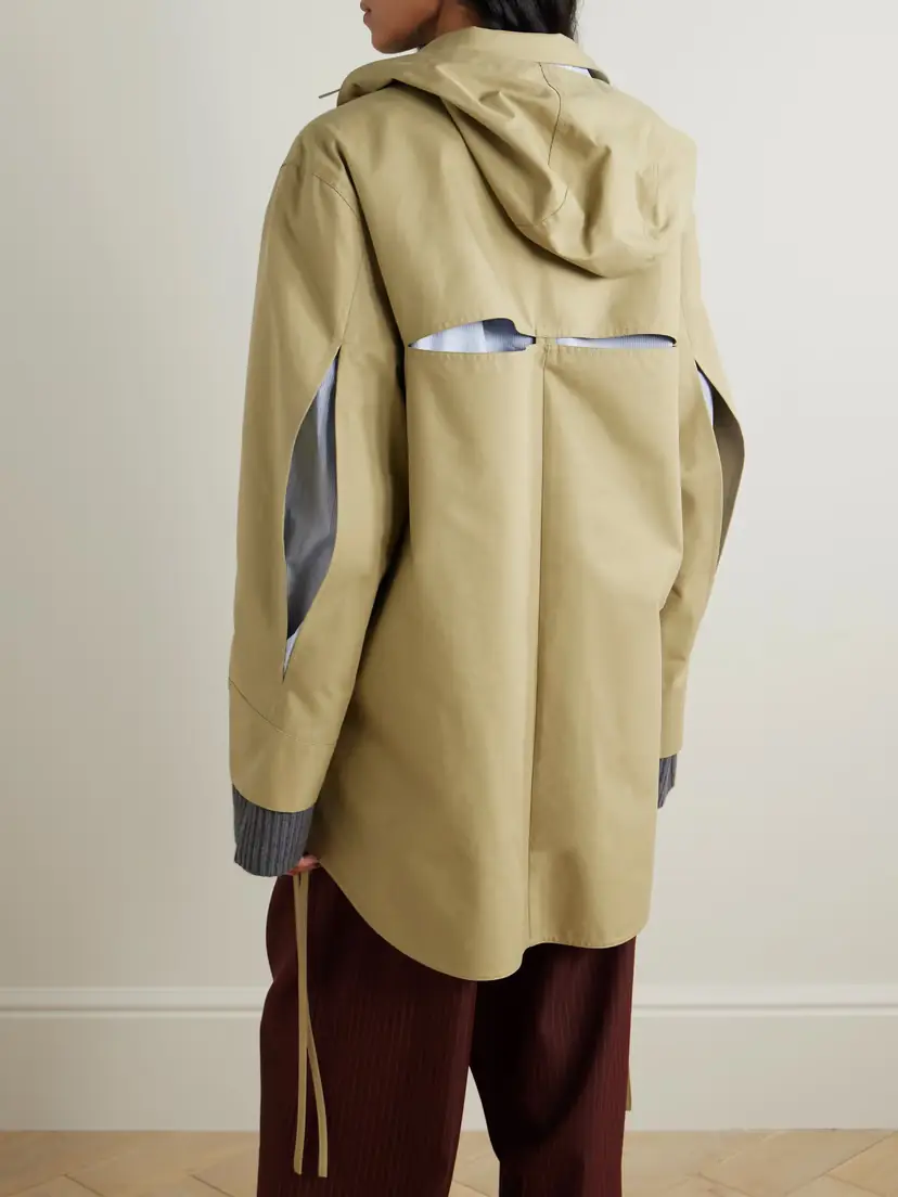 Loewe Anagram Hooded Cutout Leather And Poplin-trimmed Cotton-gabardine Jacket | Thumbnail 3 Loewe Anagram Hooded Cutout Leather And Poplin-trimmed Cotton-gabardine Jacket | Thumbnail 3