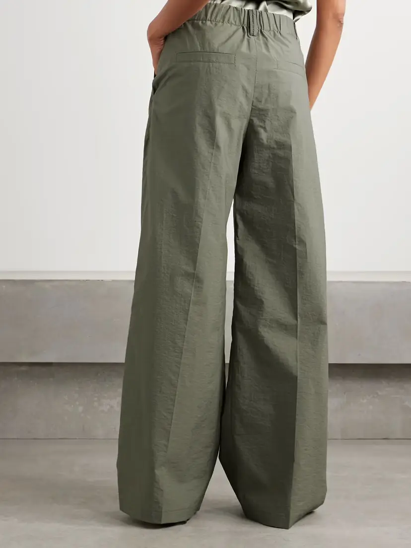 Brunello Cucinelli Pleated Cotton-blend Shell Wide-leg Pants | Thumbnail 4 Brunello Cucinelli Pleated Cotton-blend Shell Wide-leg Pants | Thumbnail 4