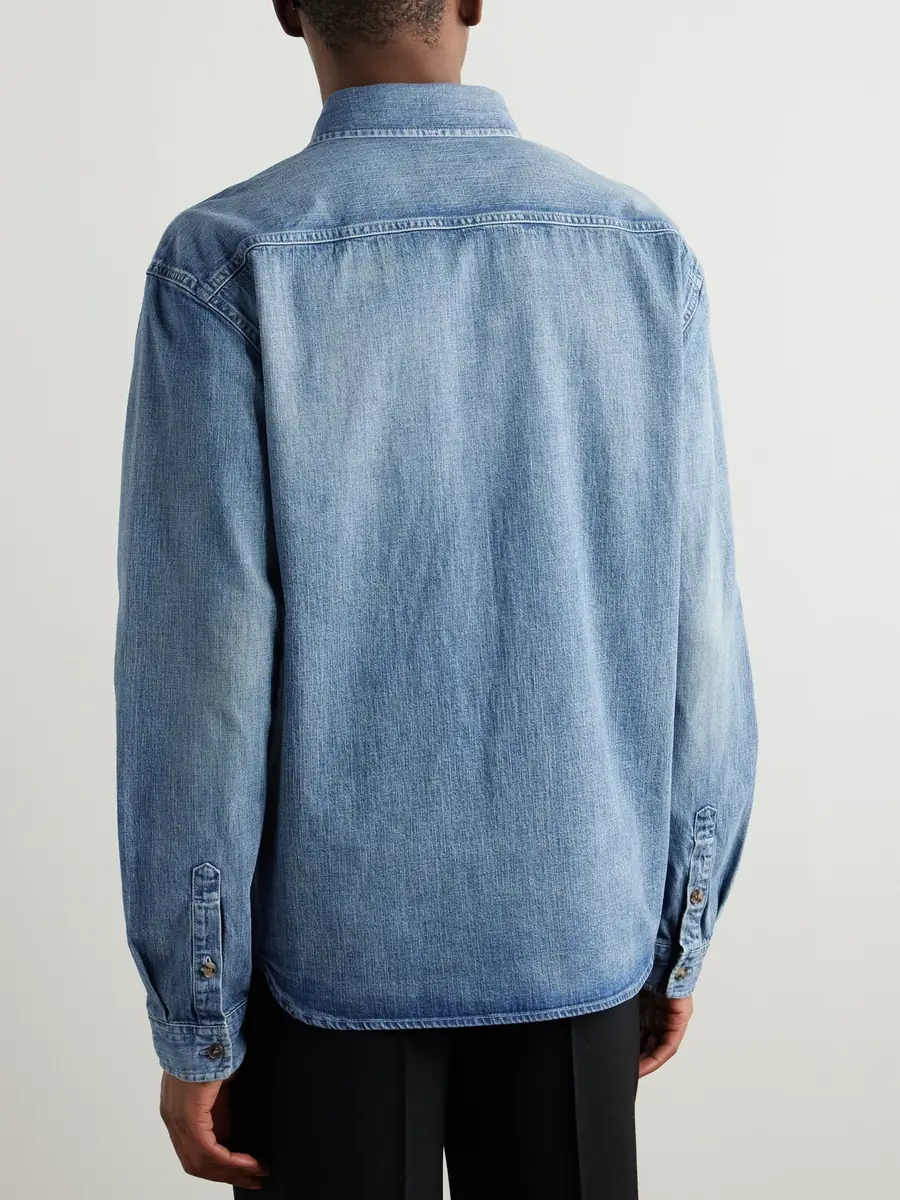 Saint Laurent Logo-Embroidered Denim Shirt - Men | Thumbnail 3 Saint Laurent Logo-Embroidered Denim Shirt - Men | Thumbnail 3