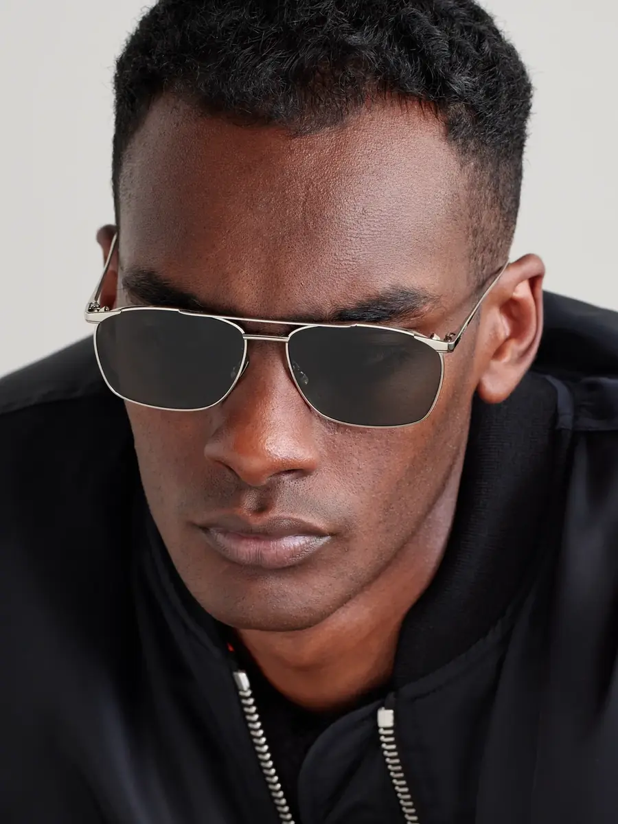 Saint Laurent Aviator-Style Silver-Tone Sunglasses - Men | Thumbnail 2