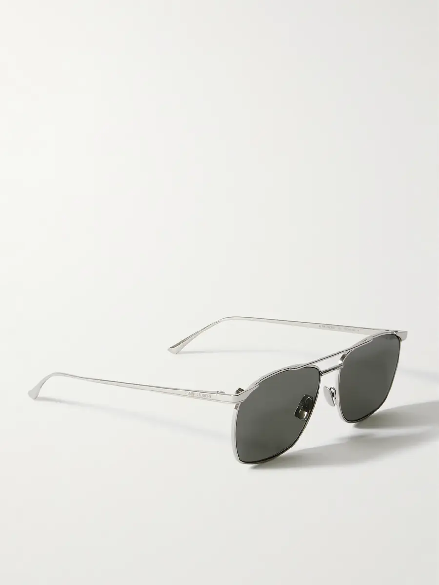 Saint Laurent Aviator-Style Silver-Tone Sunglasses - Men | Thumbnail 4