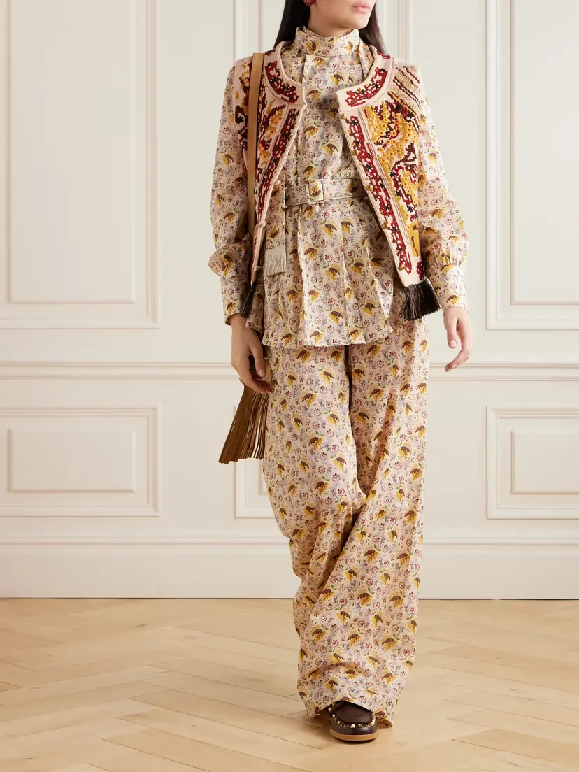 Valentino Garavani Fringed Embroidered Wool Vest | Thumbnail 2