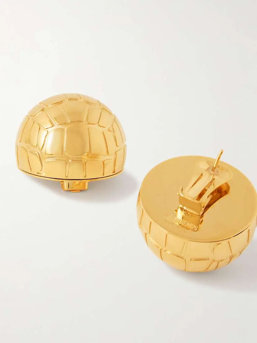 Jacquemus Salon Textured Gold-tone Earrings | Thumbnail 3