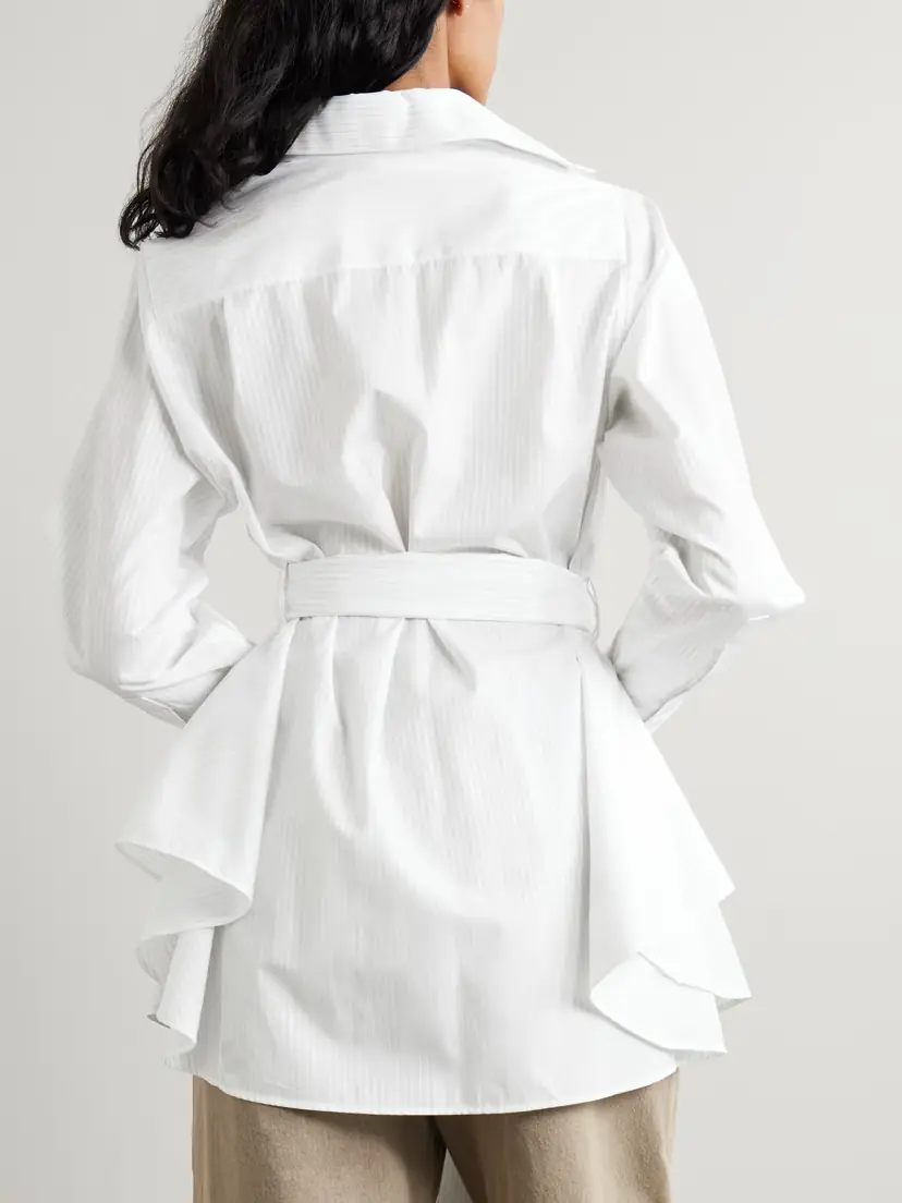 Loewe Belted Embroidered Pinstriped Cotton-poplin Shirt | Thumbnail 3 Loewe Belted Embroidered Pinstriped Cotton-poplin Shirt | Thumbnail 3