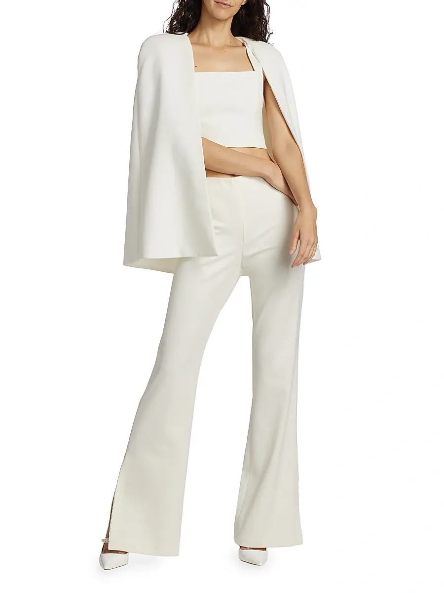 Alice + Olivia Women's Lara Split-Hem Flared Pants - Ecru | Thumbnail 2 Alice + Olivia Women's Lara Split-Hem Flared Pants - Ecru | Thumbnail 2