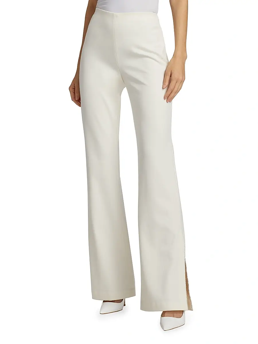Alice + Olivia Women's Lara Split-Hem Flared Pants - Ecru | Thumbnail 3 Alice + Olivia Women's Lara Split-Hem Flared Pants - Ecru | Thumbnail 3