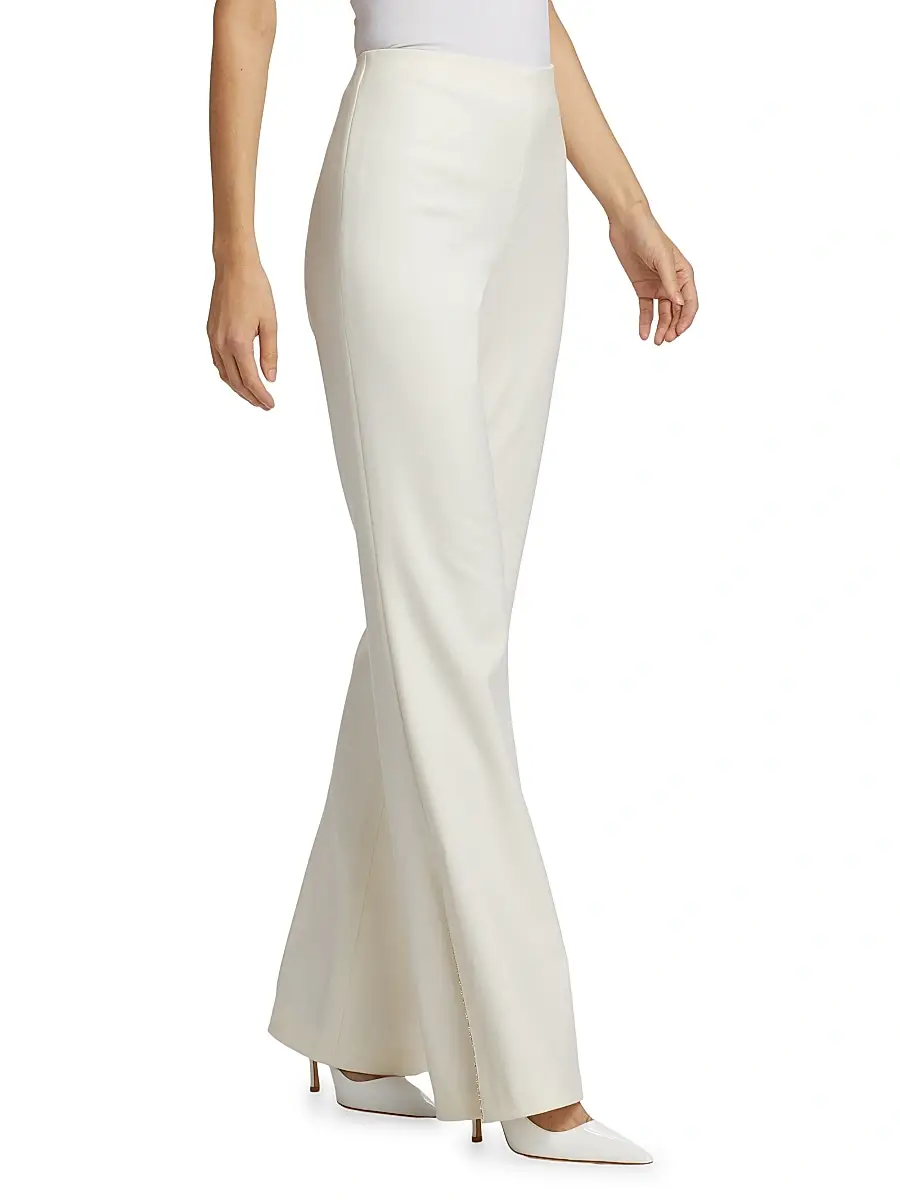 Alice + Olivia Women's Lara Split-Hem Flared Pants - Ecru | Thumbnail 4 Alice + Olivia Women's Lara Split-Hem Flared Pants - Ecru | Thumbnail 4