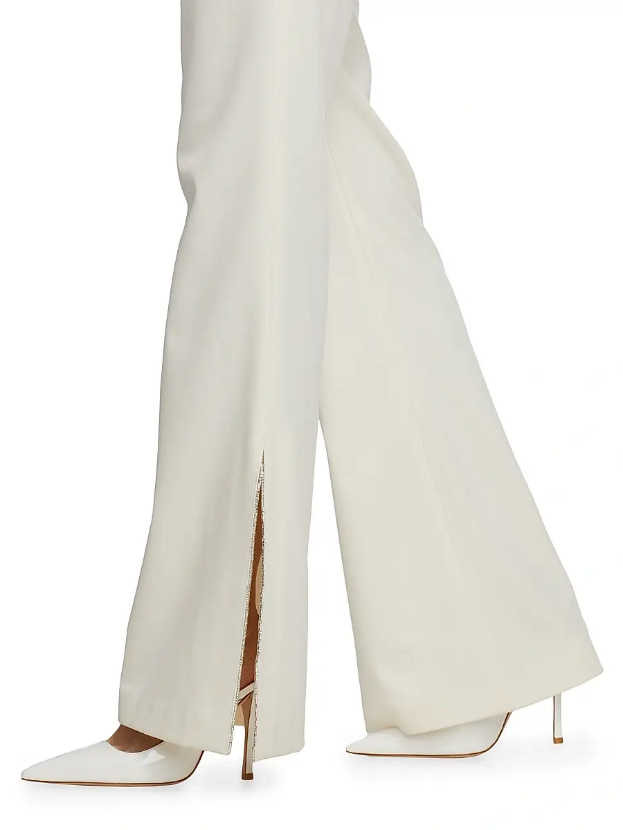 Alice + Olivia Women's Lara Split-Hem Flared Pants - Ecru | Thumbnail 6 Alice + Olivia Women's Lara Split-Hem Flared Pants - Ecru | Thumbnail 6