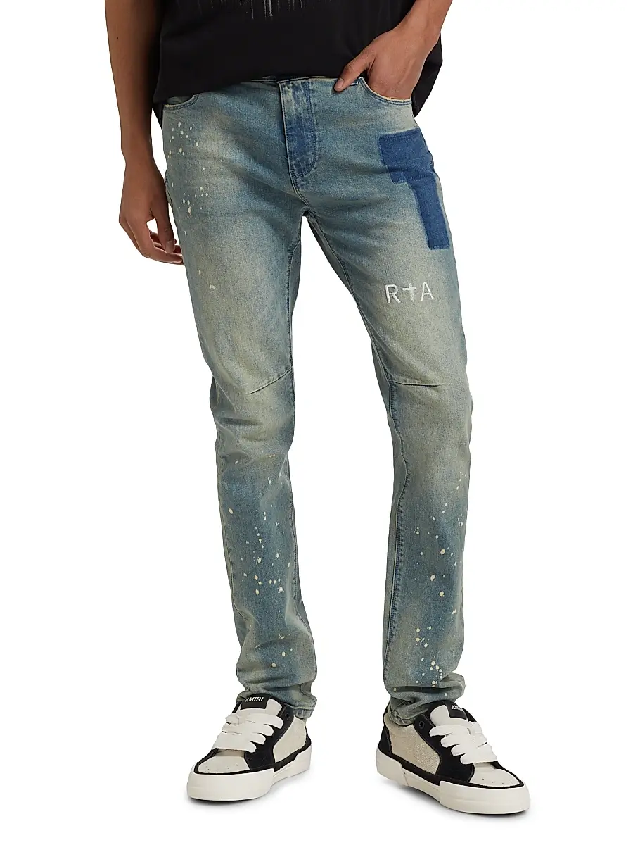 RTA Men's Concrete Bryant Skinny-Leg Logo Jeans - Blue Kyanite | Thumbnail 3