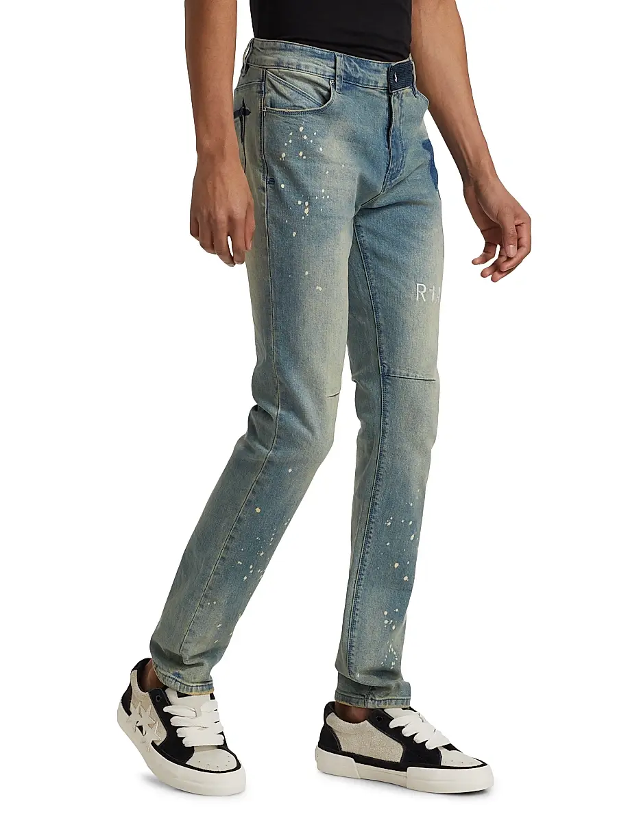 RTA Men's Concrete Bryant Skinny-Leg Logo Jeans - Blue Kyanite | Thumbnail 4