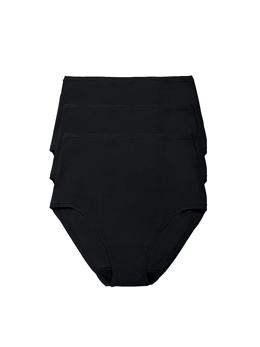 Natori Women's Bliss Bare Cotton High Waist Brief 3-Pack - Black | Image 1 Natori Women's Bliss Bare Cotton High Waist Brief 3-Pack - Black | Image 1