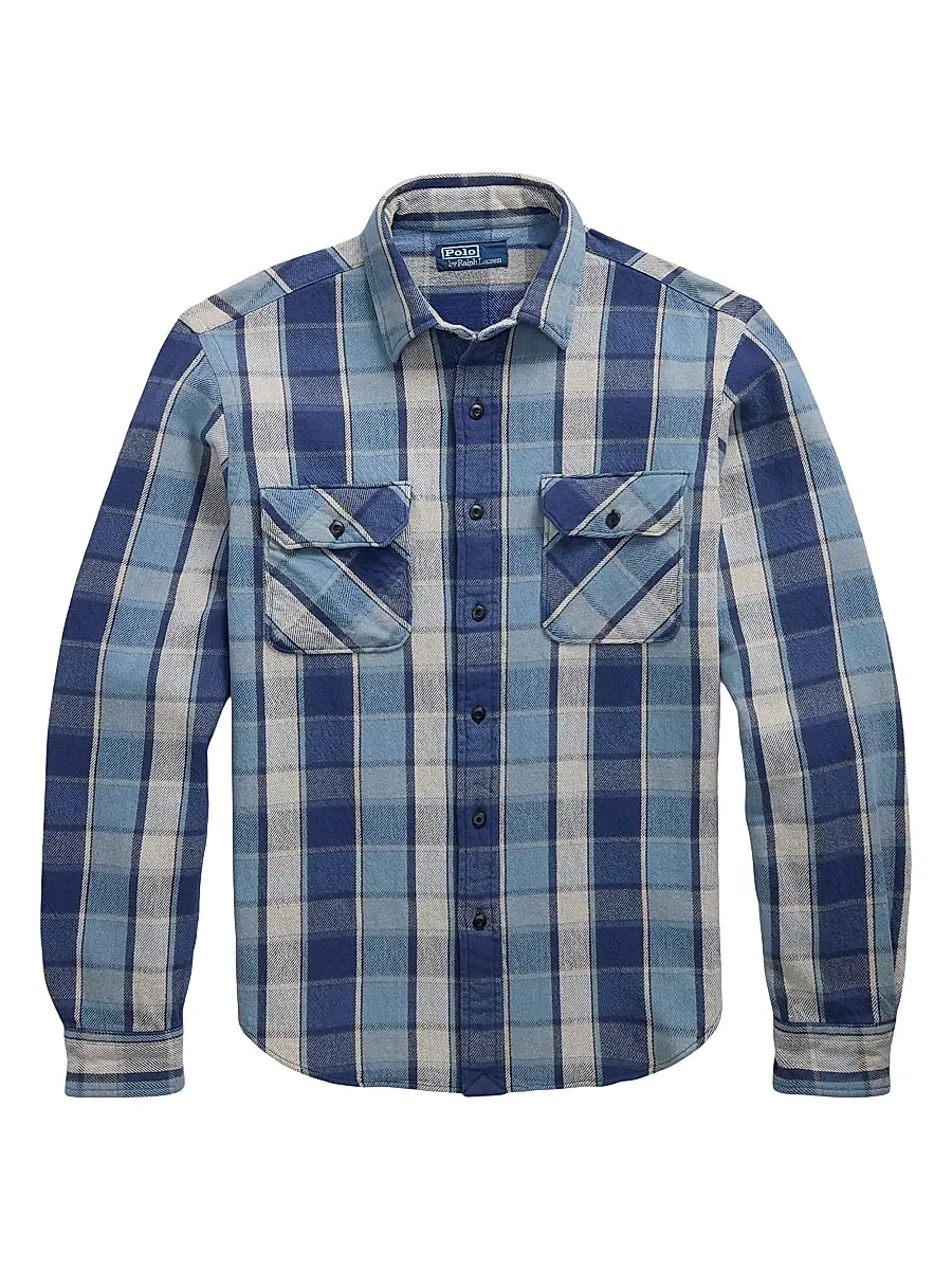 Polo Ralph Lauren Men's Classic-Fit Plaid Flannel Workshirt - Blue Multi - Size XXL | Image 1 Polo Ralph Lauren Men's Classic-Fit Plaid Flannel Workshirt - Blue Multi - Size XXL | Image 1