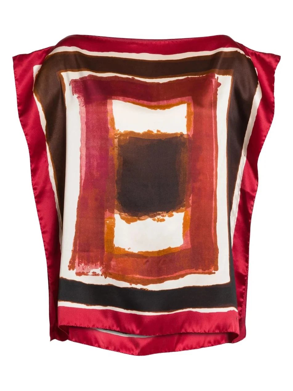 Women's Painted Silk Cap-Sleeve Blouse Women's Painted Silk Cap-Sleeve Blouse
