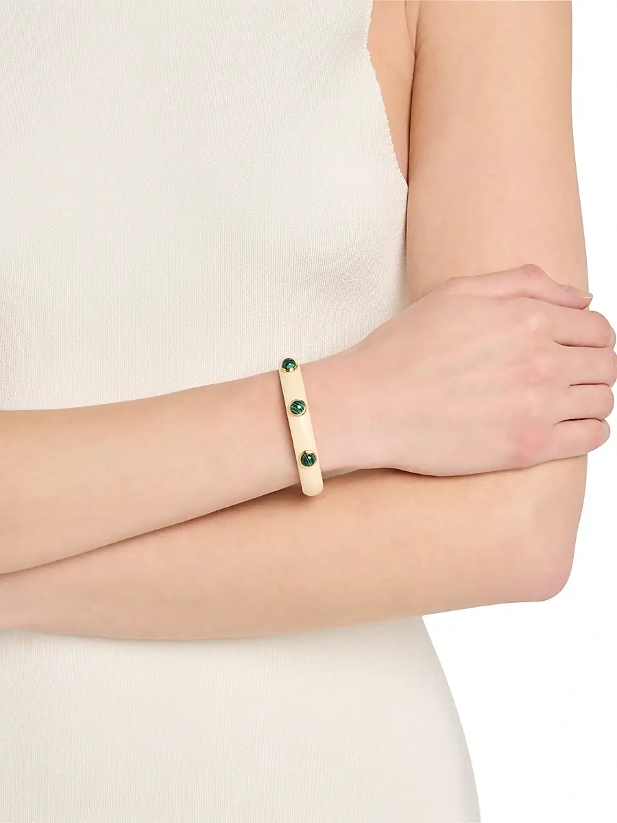 KENNETH JAY LANE Women's 18K-Gold-Plated & Mixed-Media Cuff - Ivory Malachite Gold | Thumbnail 2 KENNETH JAY LANE Women's 18K-Gold-Plated & Mixed-Media Cuff - Ivory Malachite Gold | Thumbnail 2