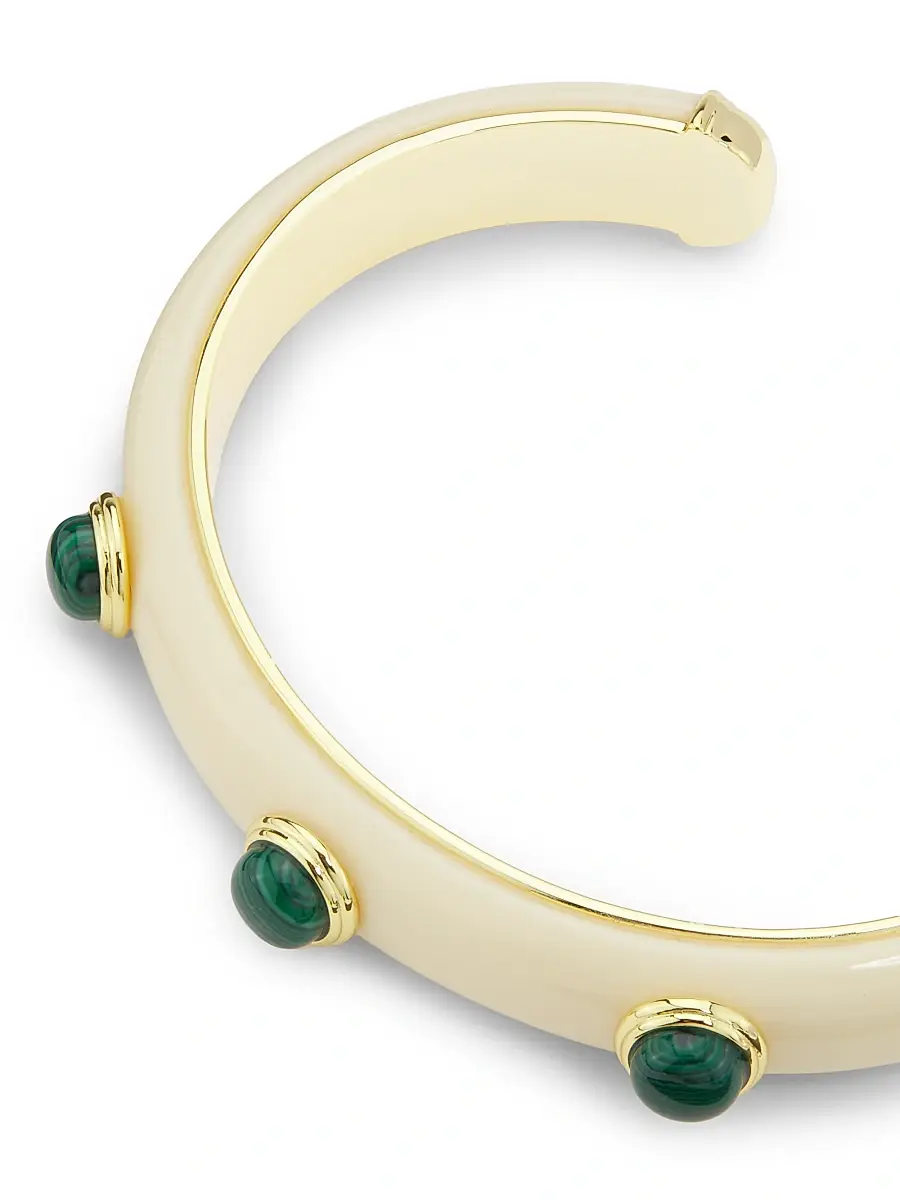KENNETH JAY LANE Women's 18K-Gold-Plated & Mixed-Media Cuff - Ivory Malachite Gold | Thumbnail 3 KENNETH JAY LANE Women's 18K-Gold-Plated & Mixed-Media Cuff - Ivory Malachite Gold | Thumbnail 3