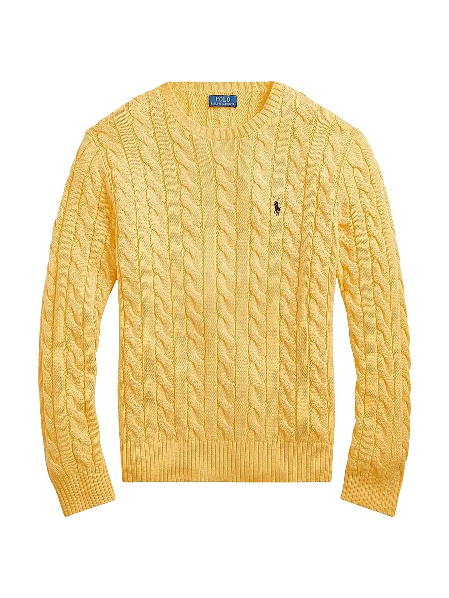 Polo Ralph Lauren Men's Cable-Knit Cotton Sweater - Fall Yellow | Image 1 Polo Ralph Lauren Men's Cable-Knit Cotton Sweater - Fall Yellow | Image 1