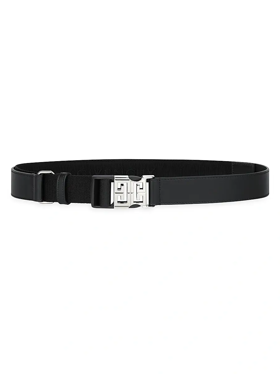 Givenchy Men's 4G Belt in Leather and Canvas - Black | Image 1 Givenchy Men's 4G Belt in Leather and Canvas - Black | Image 1
