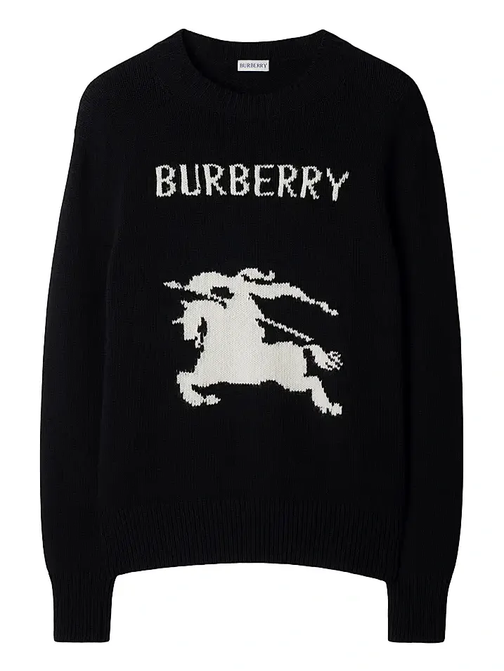 Burberry Men's Equestrian Knight Design Wool & Cashmere Sweater - Black