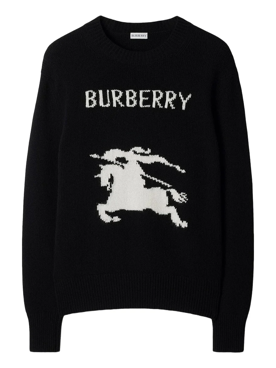 Men's Equestrian Knight Design Wool & Cashmere Sweater - Black Men's Equestrian Knight Design Wool & Cashmere Sweater - Black