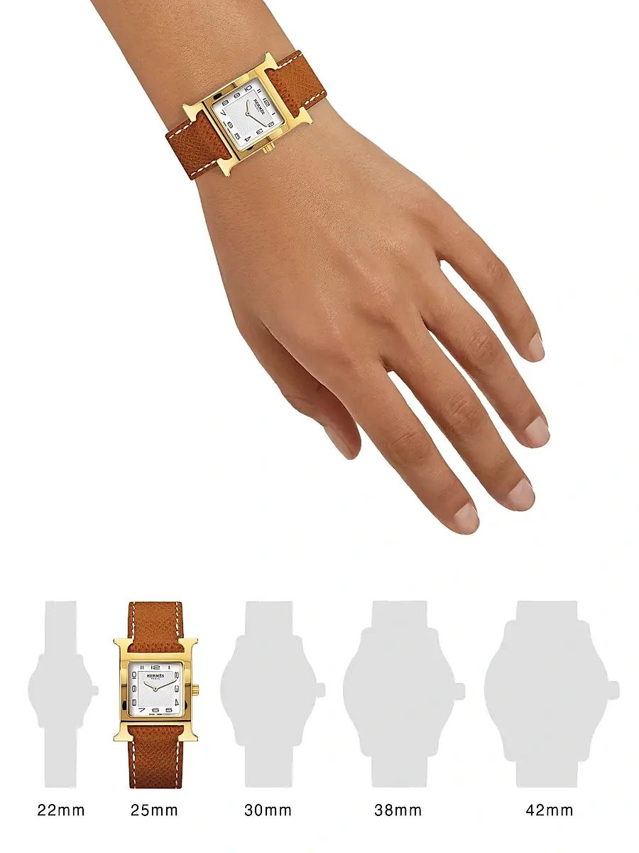 HERMÈS Women's Heure H 25MM Goldplated Stainless Steel & Leather Strap Watch - Gold Grained | Thumbnail 2