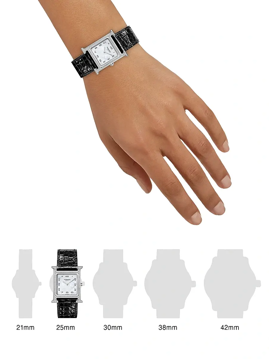 HERMÈS Women's Heure H Stainless Steel, 0.24 TCW Feather-Set Diamond & Alligator-Strap Watch/25MM - Steel | Thumbnail 2 HERMÈS Women's Heure H Stainless Steel, 0.24 TCW Feather-Set Diamond & Alligator-Strap Watch/25MM - Steel | Thumbnail 2
