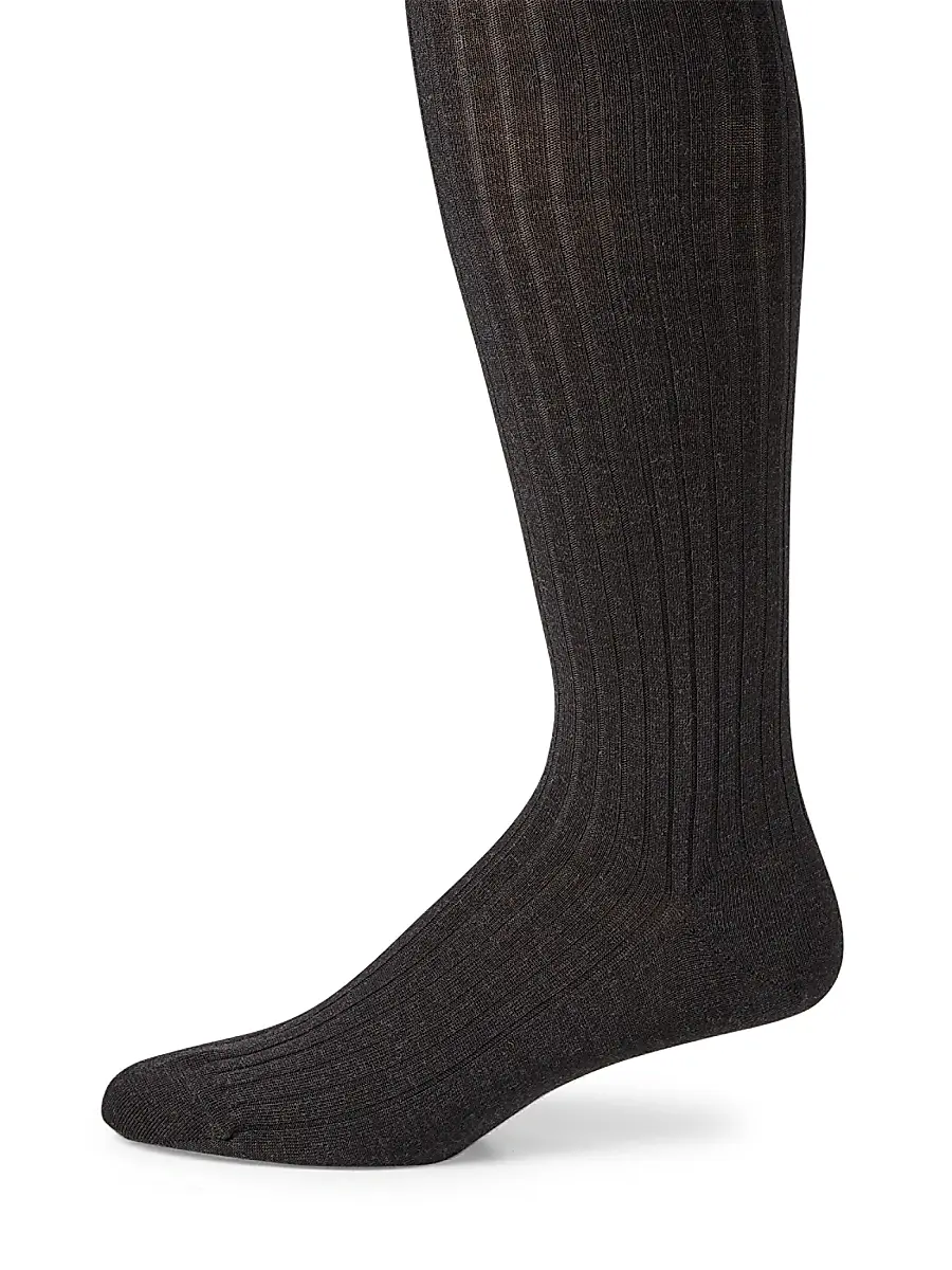 Marcoliani Ribbed Merino Wool Blend Socks - Charcoal | Image 1 Marcoliani Ribbed Merino Wool Blend Socks - Charcoal | Image 1