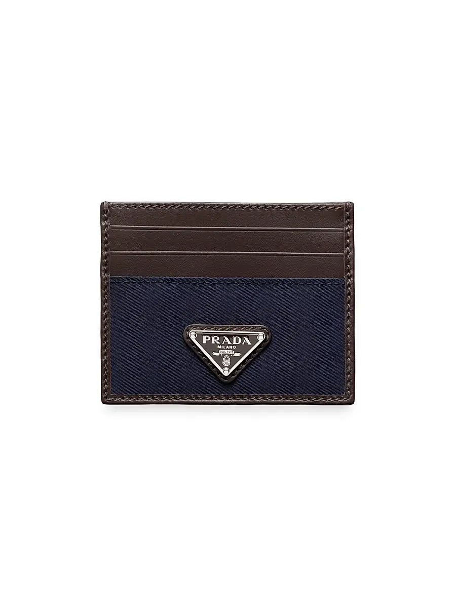 Men's Re-Nylon and Leather Card Holder - Blue Men's Re-Nylon and Leather Card Holder - Blue