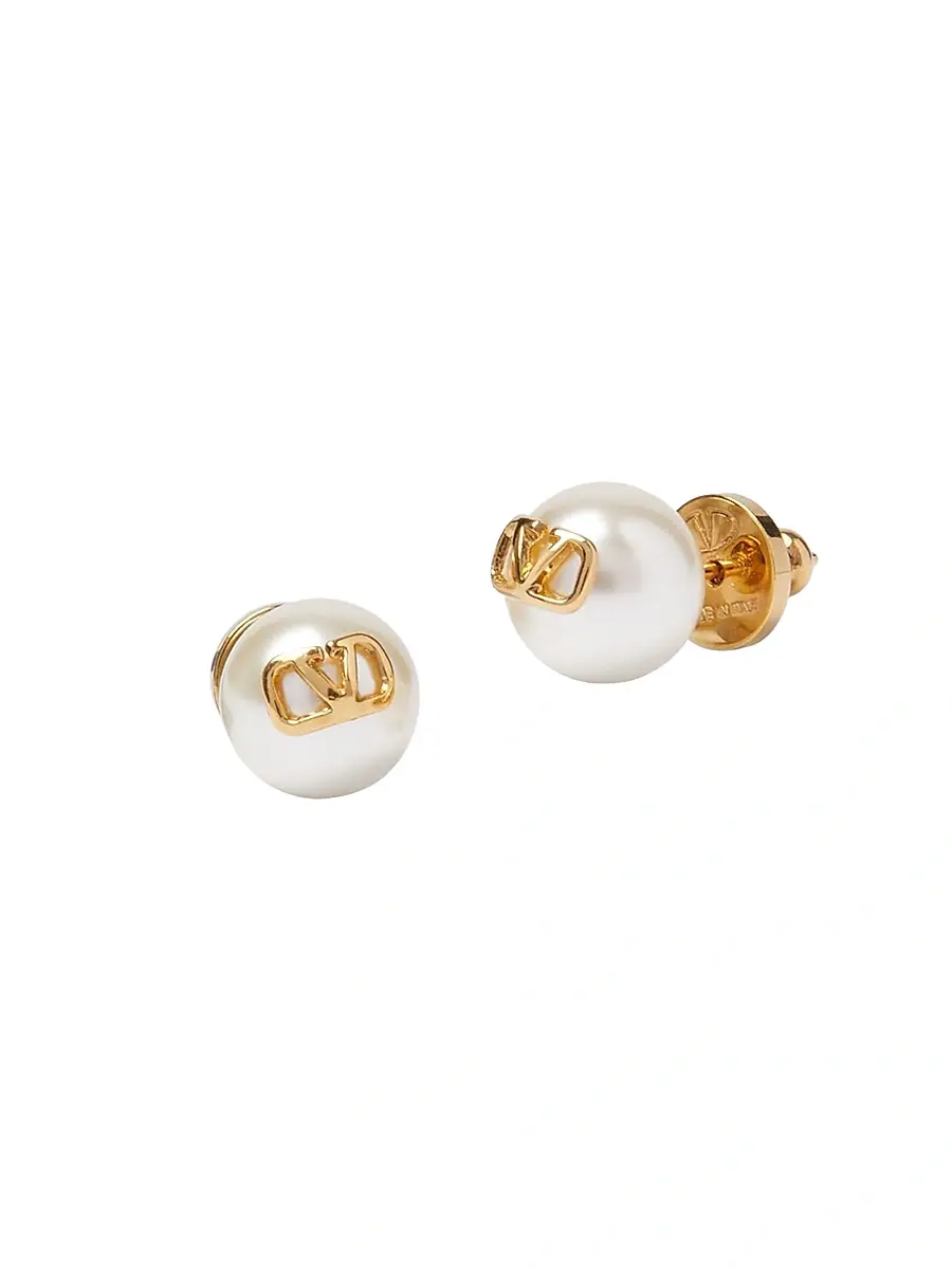 Valentino Garavani Women's VLogo Signature Earrings with Pearls - Gold | Thumbnail 2 Valentino Garavani Women's VLogo Signature Earrings with Pearls - Gold | Thumbnail 2