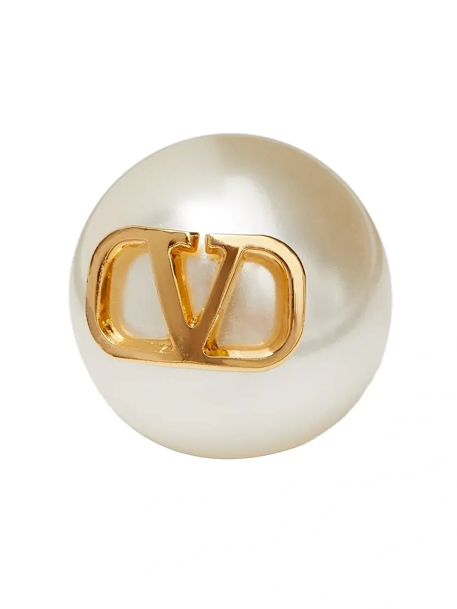 Valentino Garavani Women's VLogo Signature Earrings with Pearls - Gold | Thumbnail 3 Valentino Garavani Women's VLogo Signature Earrings with Pearls - Gold | Thumbnail 3