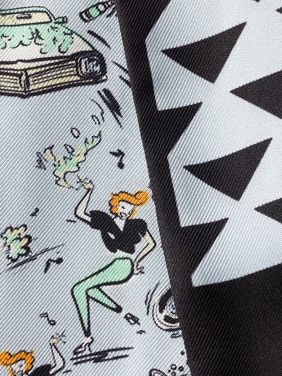 Prada Women's Skinny Printed Silk Twill Rectangular Scarf | Thumbnail 3 Prada Women's Skinny Printed Silk Twill Rectangular Scarf | Thumbnail 3