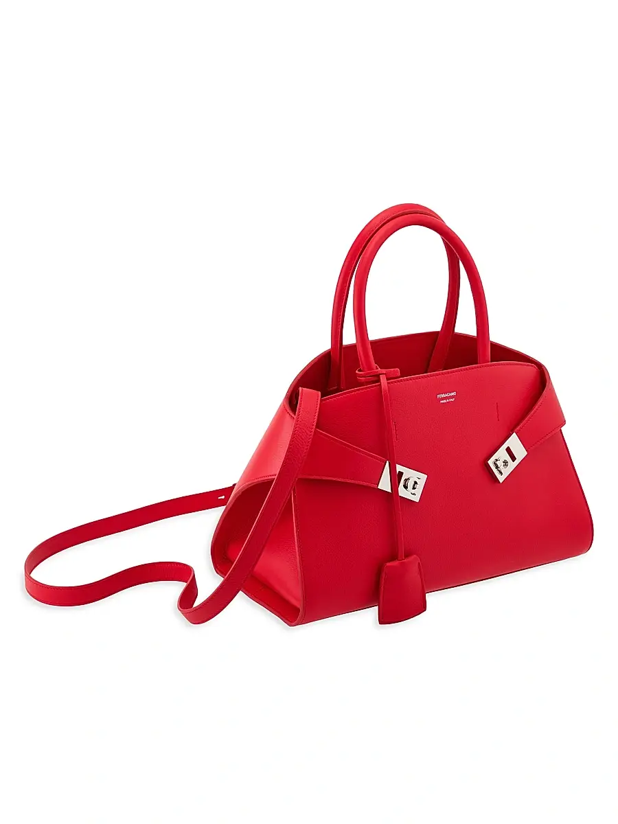 FERRAGAMO Women's Hug Medium Top Handle Bag - Flame Red | Thumbnail 5 FERRAGAMO Women's Hug Medium Top Handle Bag - Flame Red | Thumbnail 5