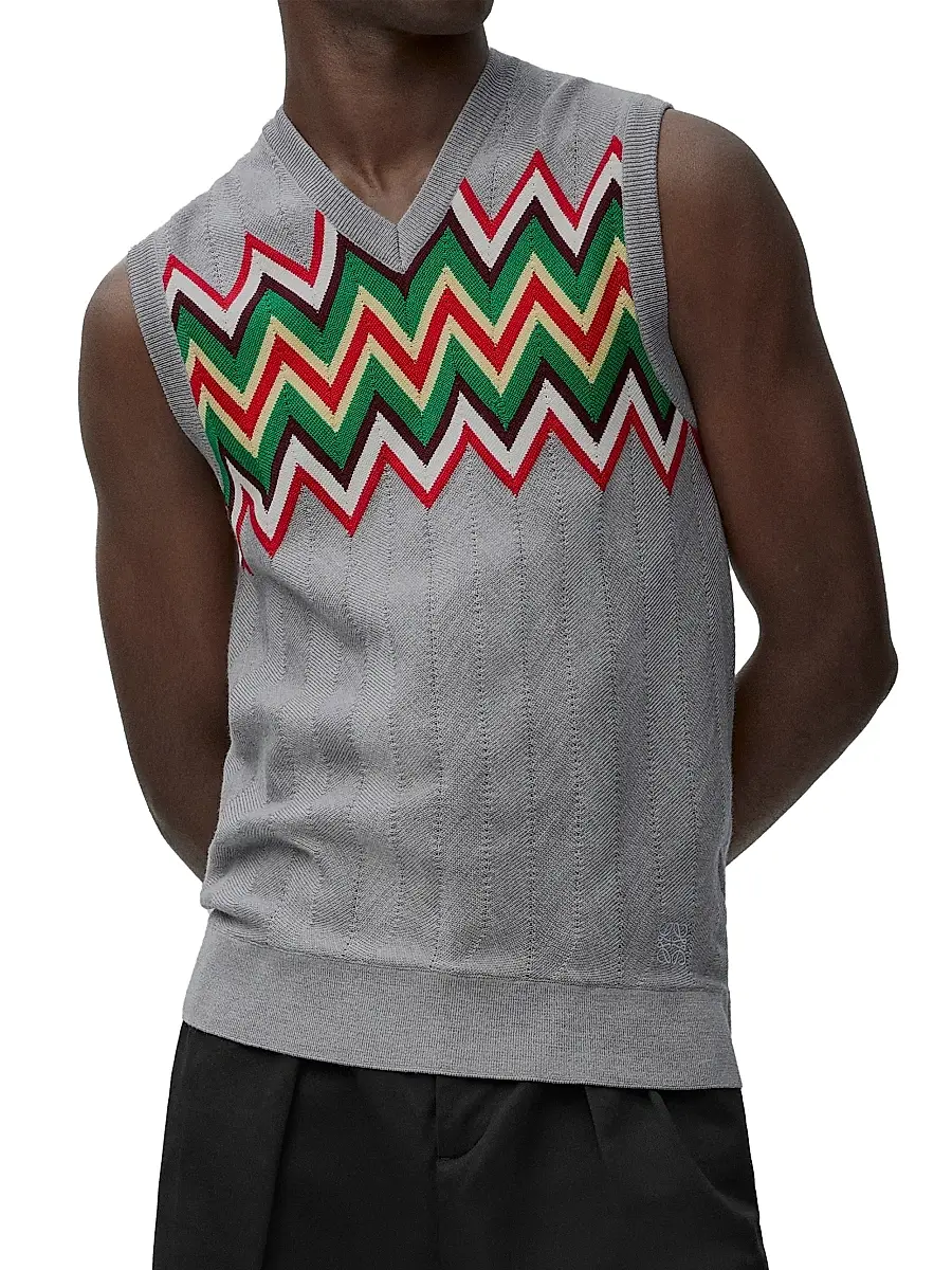 Loewe Men's Chevron Stretch Wool Sleeveless Sweater | Thumbnail 3 Loewe Men's Chevron Stretch Wool Sleeveless Sweater | Thumbnail 3