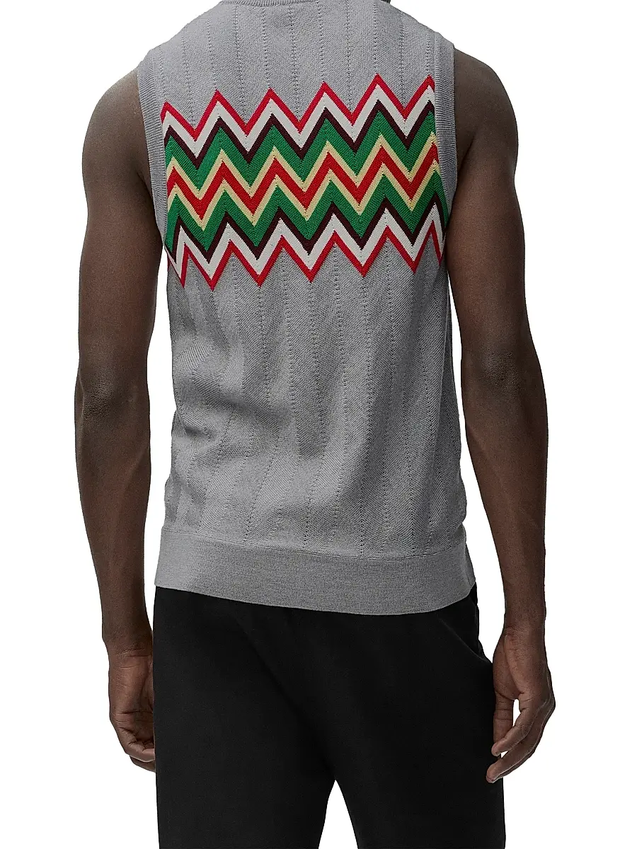 Loewe Men's Chevron Stretch Wool Sleeveless Sweater | Thumbnail 4 Loewe Men's Chevron Stretch Wool Sleeveless Sweater | Thumbnail 4