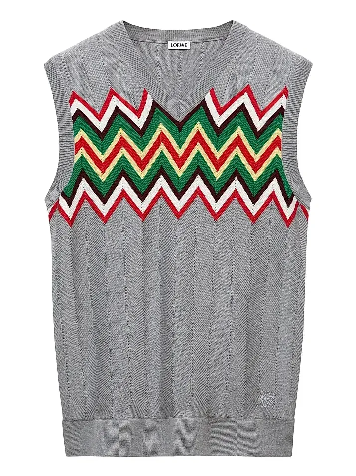 Loewe Men's Chevron Stretch Wool Sleeveless Sweater