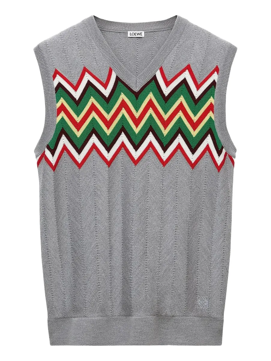 Loewe Men's Chevron Stretch Wool Sleeveless Sweater