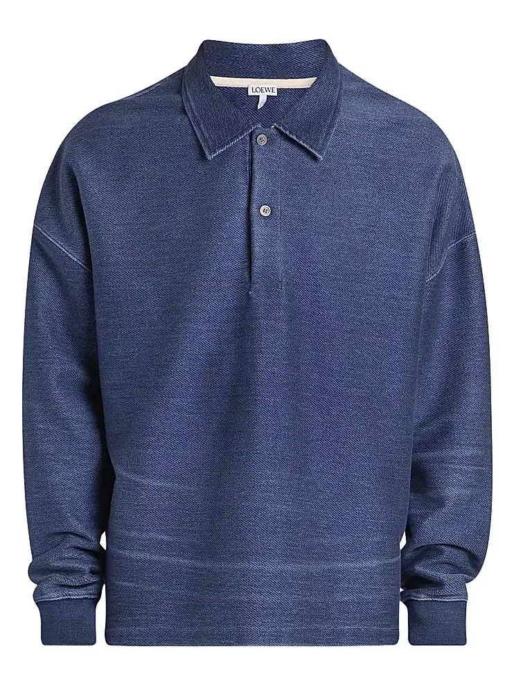 Men's Cotton-Blend Knit Polo Sweater