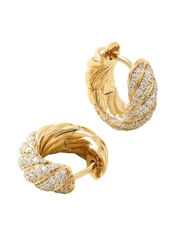 Sculpted Cable 18-karat Gold Diamond Hoop Earrings Sculpted Cable 18-karat Gold Diamond Hoop Earrings
