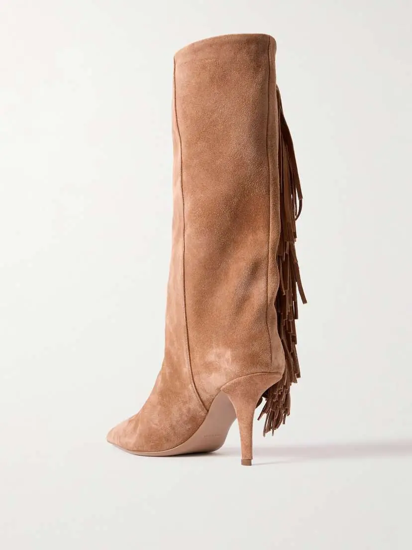 Paris Texas Jessie Fringed Suede Knee Boots | Thumbnail 3