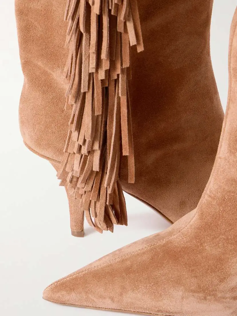 Paris Texas Jessie Fringed Suede Knee Boots | Thumbnail 4